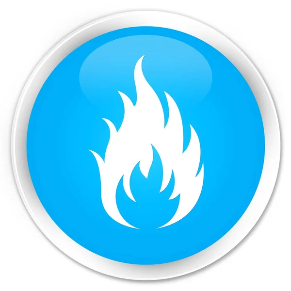 Icône de feu bouton rond bleu cyan premium — Photo