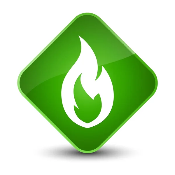 Feuer Flamme Symbol elegante grüne Diamant-Taste — Stockfoto