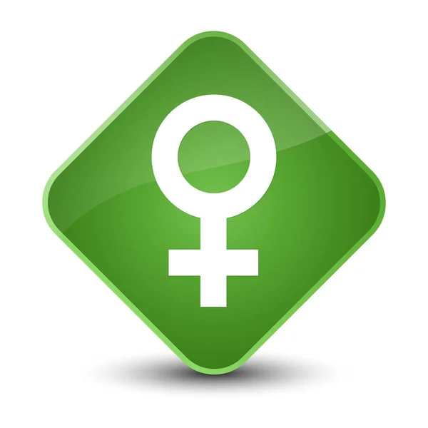 Kadın işareti simgesi zarif yumuşak yeşil elmas düğmesini — Stok fotoğraf