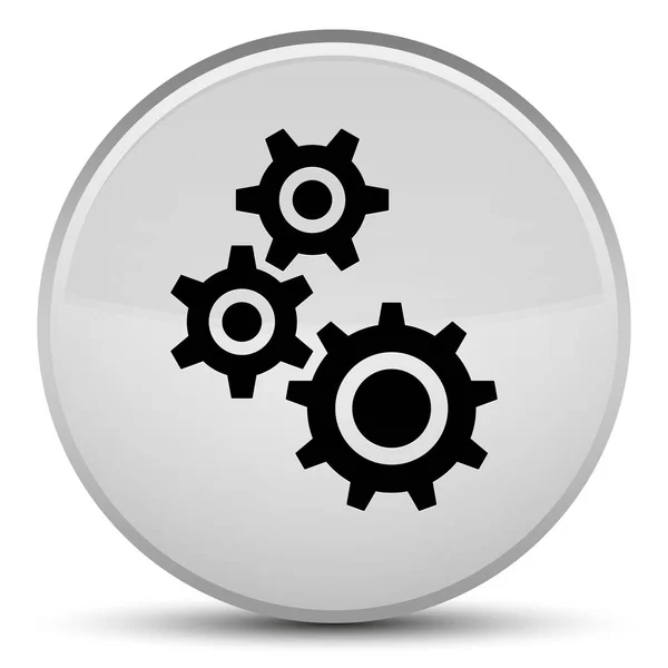 Icono de engranajes botón redondo blanco especial — Foto de Stock