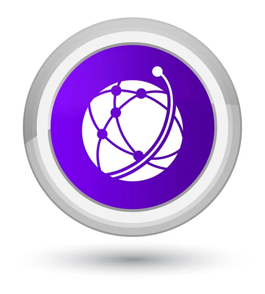 Global network icon prime purple round button — Stock Photo, Image