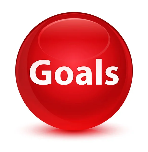 Goals glassy red round button — Stock Photo, Image