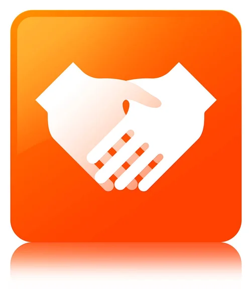 Icono de apretón de manos naranja botón cuadrado — Foto de Stock