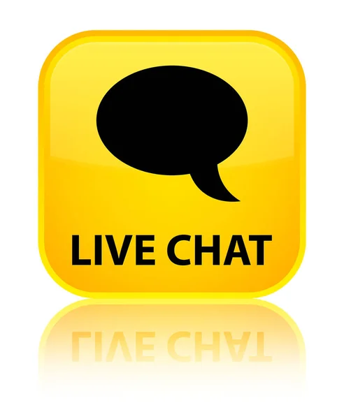 Livechat speciale gele vierkante knop — Stockfoto