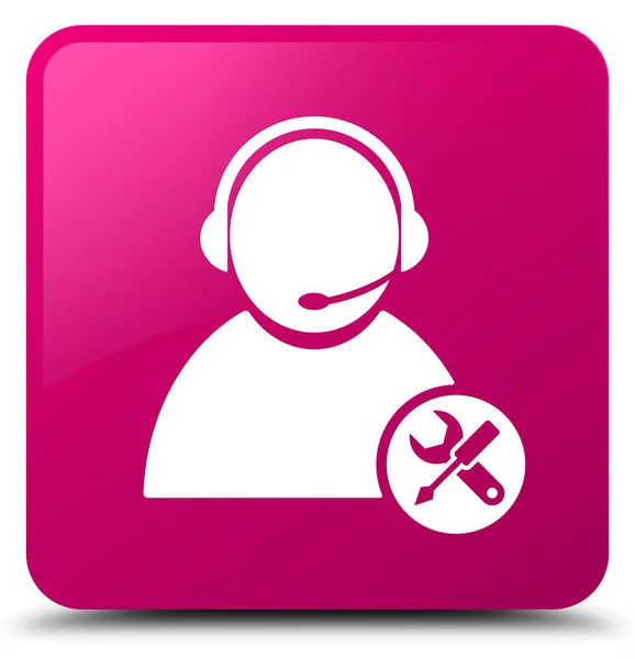 기술 지원 아이콘 분홍색 사각형 버튼 — 스톡 사진