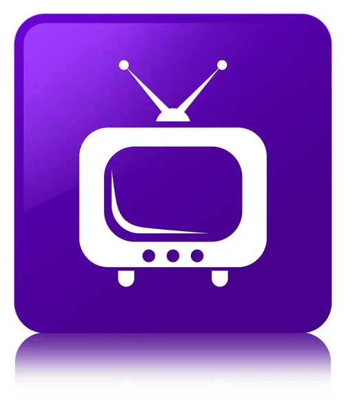 电视图标紫色方形按钮 — 图库照片