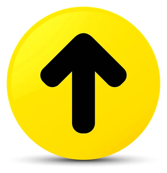 Uploaden pijlpictogram gele ronde knop — Stockfoto