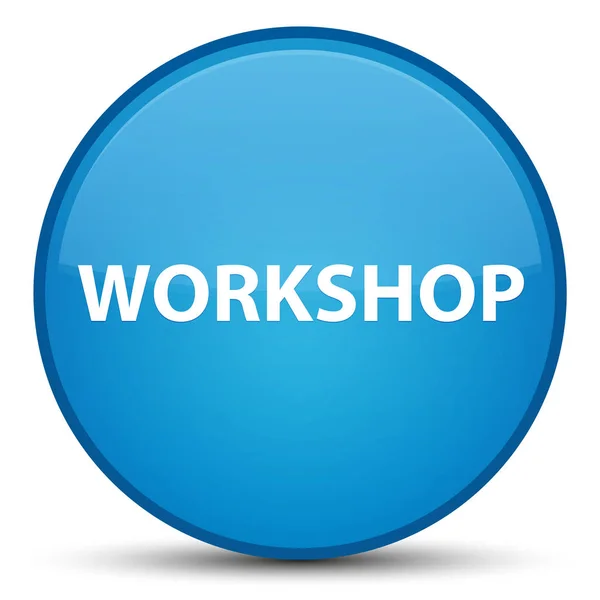 Workshop speciale cian blu pulsante rotondo — Foto Stock