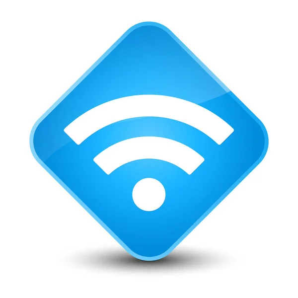 Icône Wifi élégant bouton diamant bleu cyan — Photo