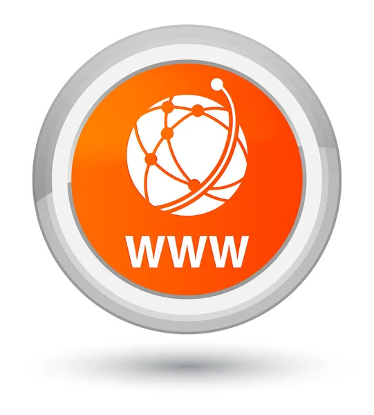 WWW (icono de red global) botón redondo naranja primo — Foto de Stock