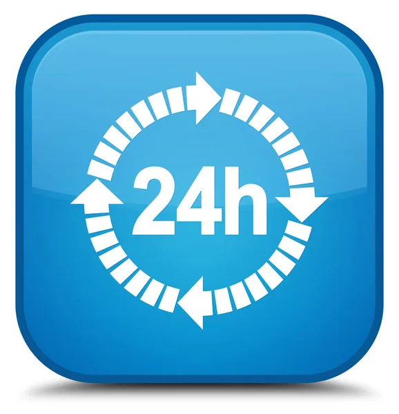 24 órás kiszállítás ikon különleges cián kék négyzet gomb — Stock Fotó
