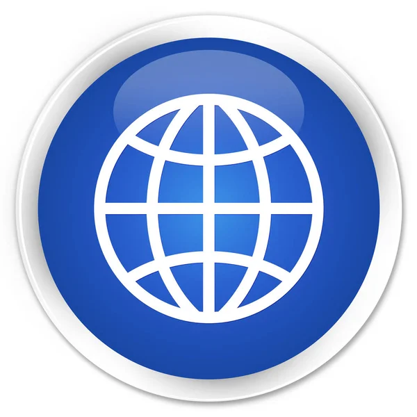 세계 아이콘 프리미엄 블루 라운드 버튼 — 스톡 사진