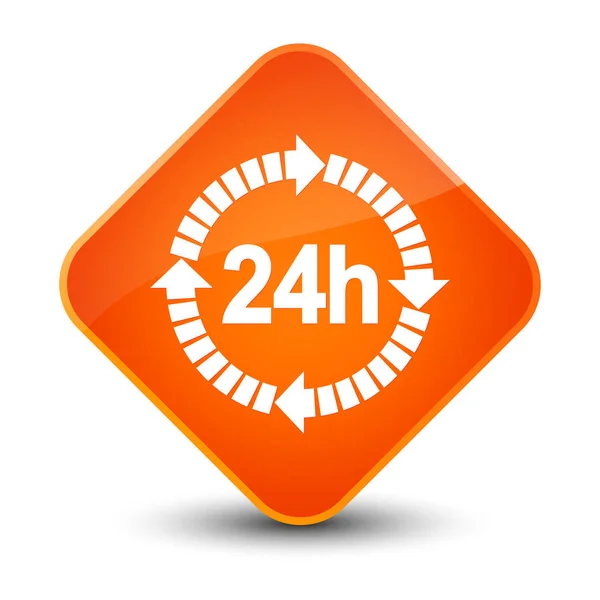 24 時間配信アイコン エレガントなオレンジ色のダイヤモンド ボタン — ストック写真