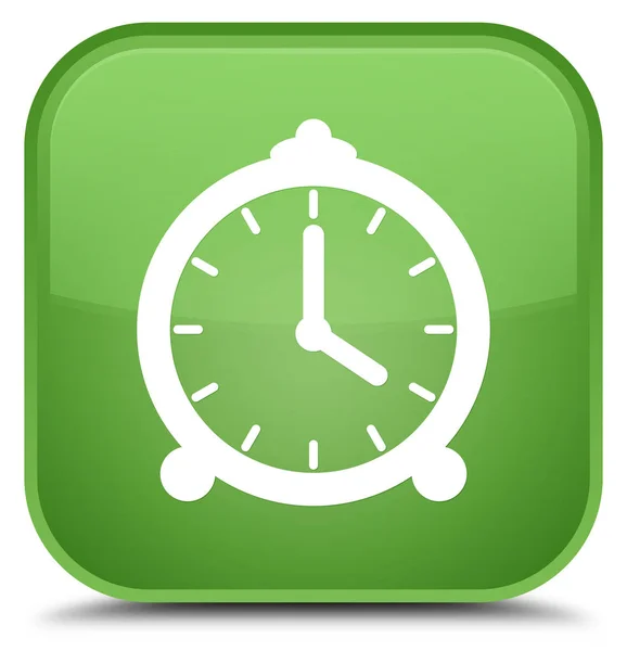 Çalar saat simgesini özel yumuşak yeşil kare düğme — Stok fotoğraf
