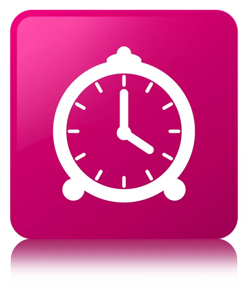 Піктограма будильника рожева квадратна кнопка — стокове фото