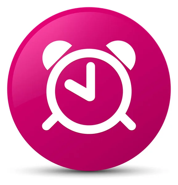 Alarm clock icon pink round button — Stock Photo, Image