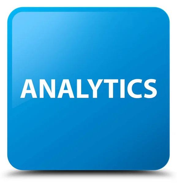 Analytics botão quadrado azul ciano — Fotografia de Stock