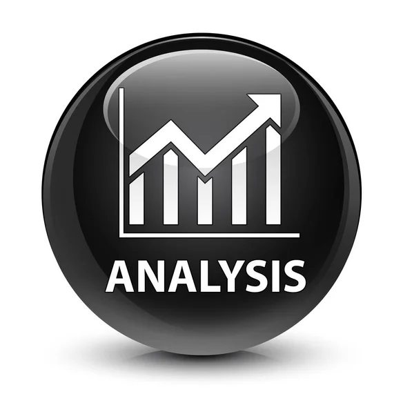 Analizy (statystyki ikona) szklisty czarny okrągły przycisk — Zdjęcie stockowe