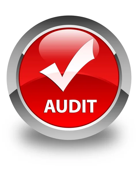 Auditoria (validar ícone) botão redondo vermelho brilhante — Fotografia de Stock