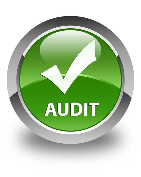 Audit (Validierungssymbol) glänzend weicher grüner runder Knopf — Stockfoto