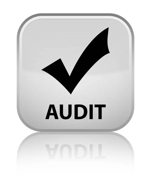 Audit (érvényesít ikon) különleges fehér négyzet gomb — Stock Fotó