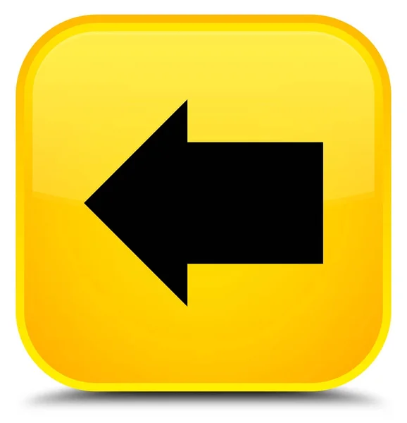 Ícone de seta traseira botão quadrado amarelo especial — Fotografia de Stock