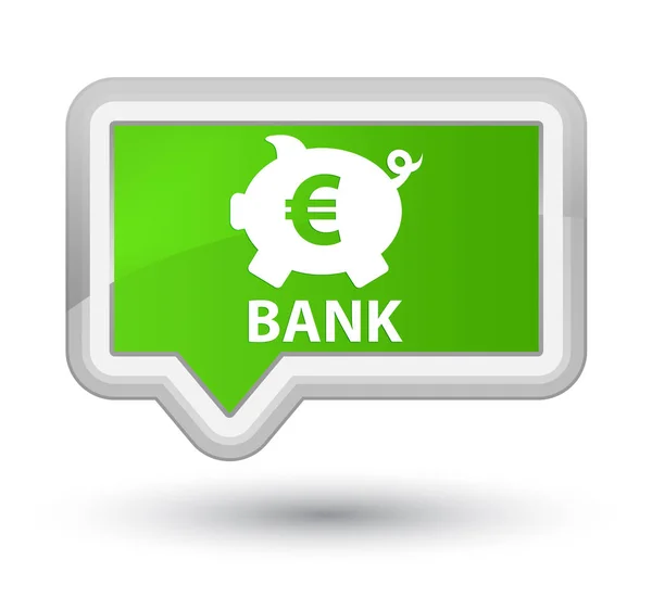 银行 (存钱罐欧元符号) 总理软绿色横幅按钮 — 图库照片