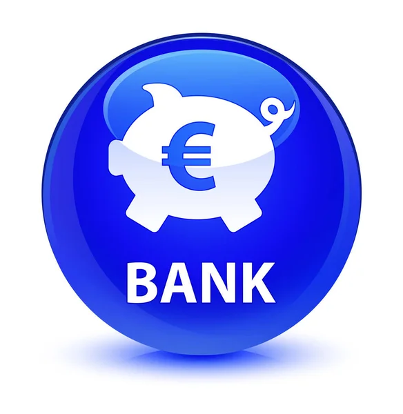 Bank (piggy box euro sign) glassy blue round button — Stock Photo, Image