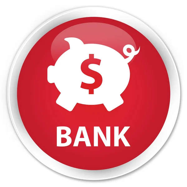 Banco (sinal de dólar de caixa porquinho) botão redondo vermelho premium — Fotografia de Stock