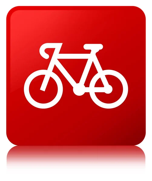 Κουμπί κόκκινο τετράγωνο εικονίδιο ποδηλάτων — Φωτογραφία Αρχείου