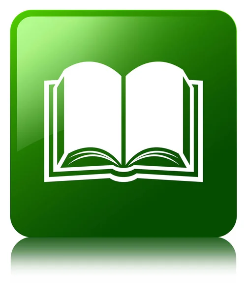 Livro ícone verde botão quadrado — Fotografia de Stock
