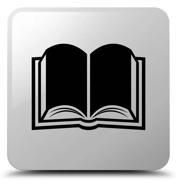 Książka biały ikona przycisku kwadrat — Zdjęcie stockowe