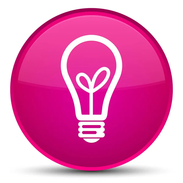 Glühbirne Symbol spezielle rosa runden Knopf — Stockfoto