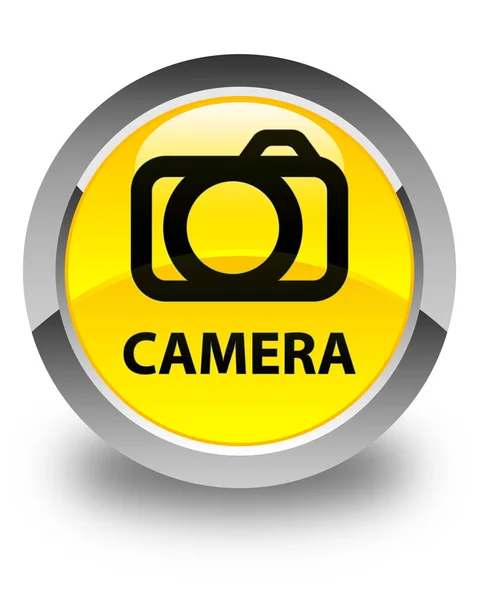 Lesklé žluté kulaté tlačítko fotoaparátu — Stock fotografie