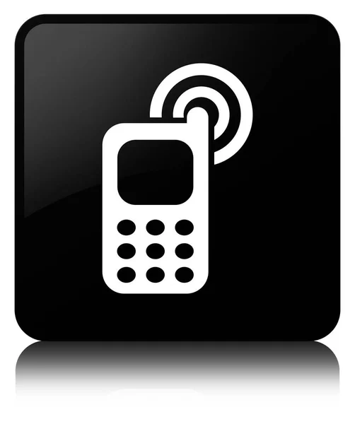 Teléfono celular timbre icono negro botón cuadrado —  Fotos de Stock