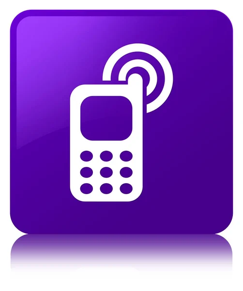 Tocando celular ícone roxo botão quadrado — Fotografia de Stock