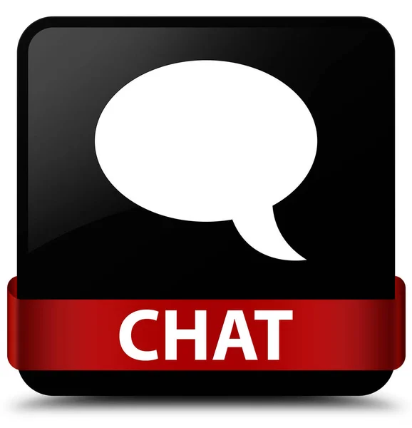 Chat black square button red ribbon in middle — Stock Photo, Image