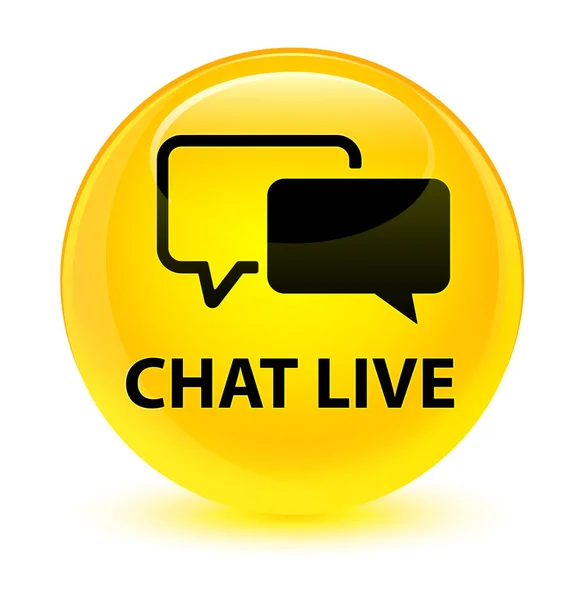 Chat en vivo vidrio amarillo botón redondo — Foto de Stock