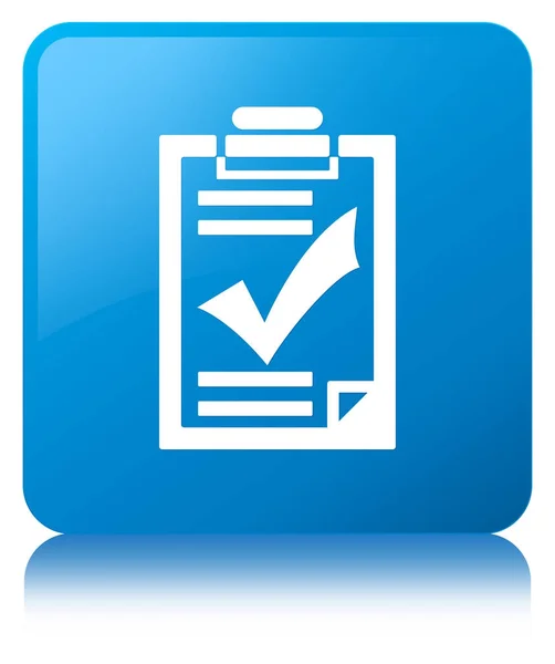 Ícone da lista de verificação botão quadrado azul ciano — Fotografia de Stock