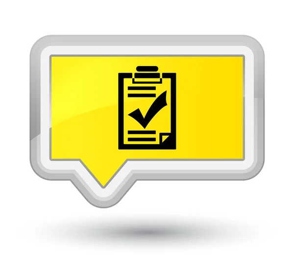Checklista-ikonen prime gul banderoll-knappen — Stockfoto