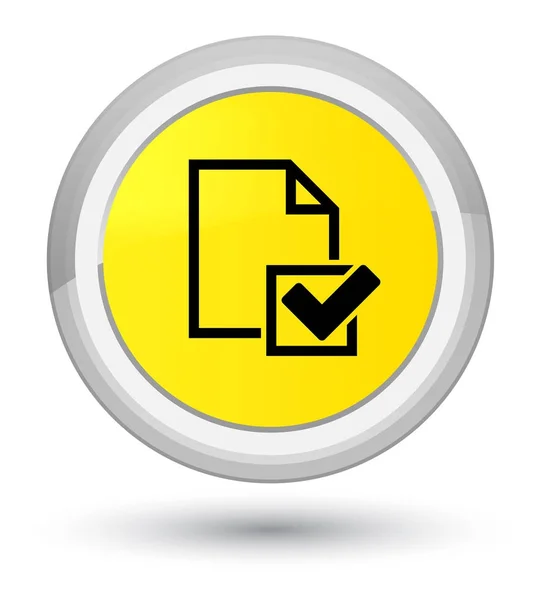 Checklist icon prime yellow round button — Stock Photo, Image