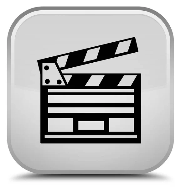 Cinema clip icon special white square button — Stock Photo, Image