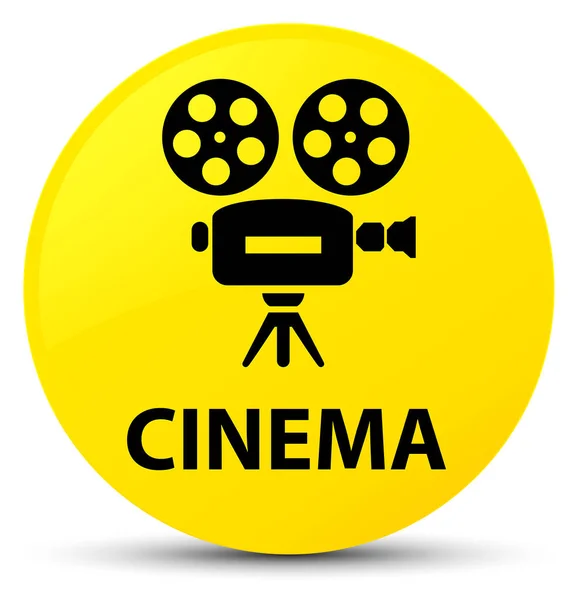 Cinema (icono de la cámara de vídeo) botón redondo amarillo — Foto de Stock