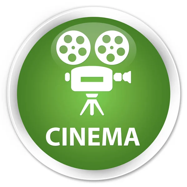 Cinema (ícone de câmera de vídeo) botão redondo verde macio premium — Fotografia de Stock