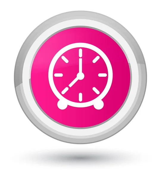 時計アイコン総理ボタン ラウンド ピンク — ストック写真