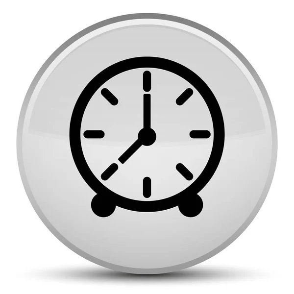 Піктограма годинника спеціальна біла кругла кнопка — стокове фото