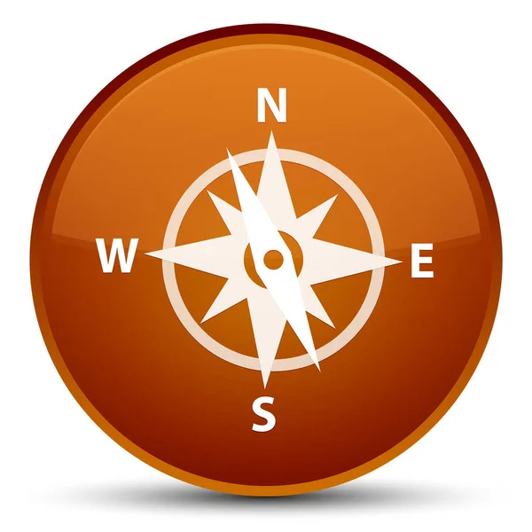 Compass icon special brown round button — Stock Photo, Image