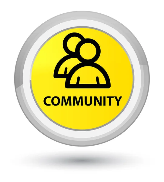 Wspólnoty (grupa ikona) premiera żółty przycisk okrągła — Zdjęcie stockowe