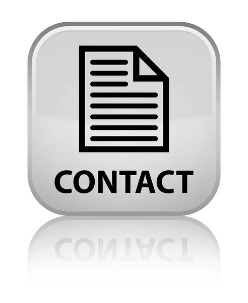 Специальная белая квадратная кнопка контакта (значок страницы) — стоковое фото