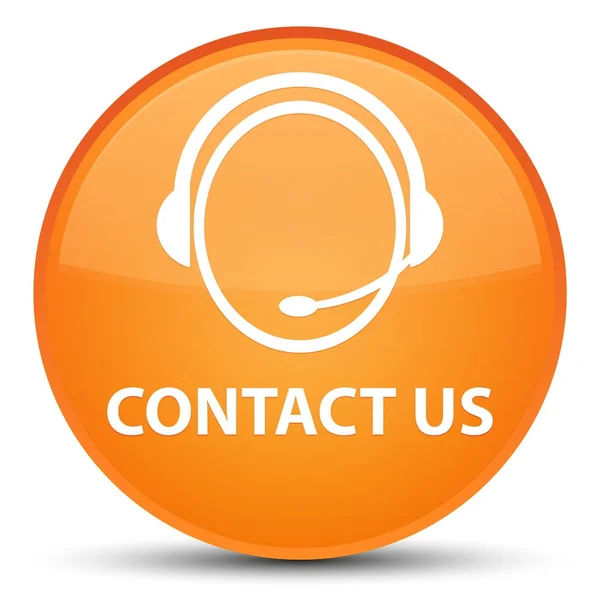 Свяжитесь с нами (значок обслуживания клиентов) специальной оранжевой круглой кнопкой — стоковое фото